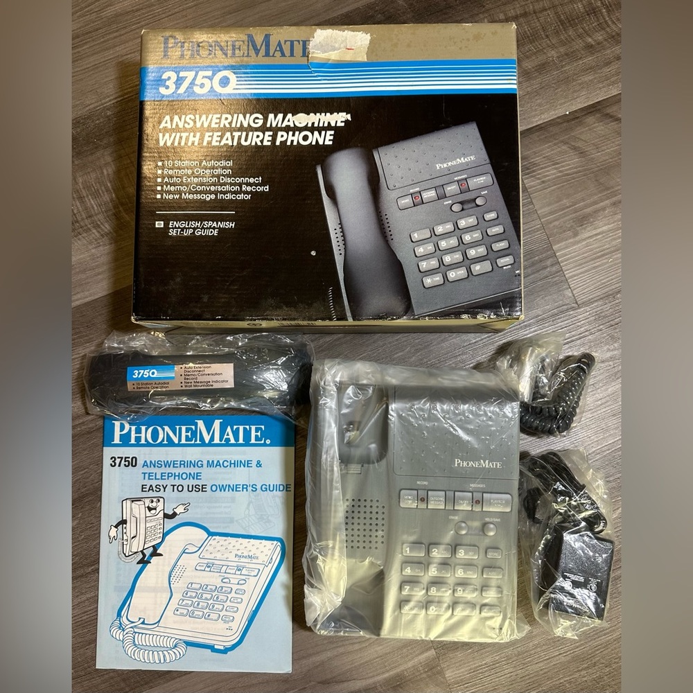Vintage PhoneMate 3750 Answering Machine W/ Phone Feature New in Open Box Unused